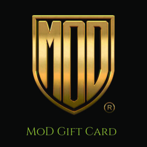 MoD Gift Card with gold shield logo.