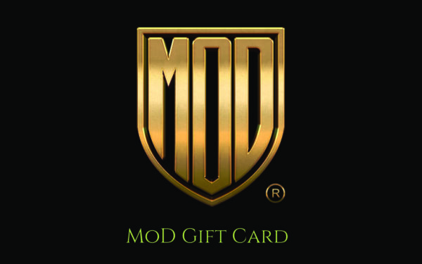 MoD Gift Card with gold shield logo.